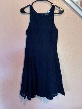 BB Dakota Navy Lace Sleeveless Fit-and-Flare Midi Dress